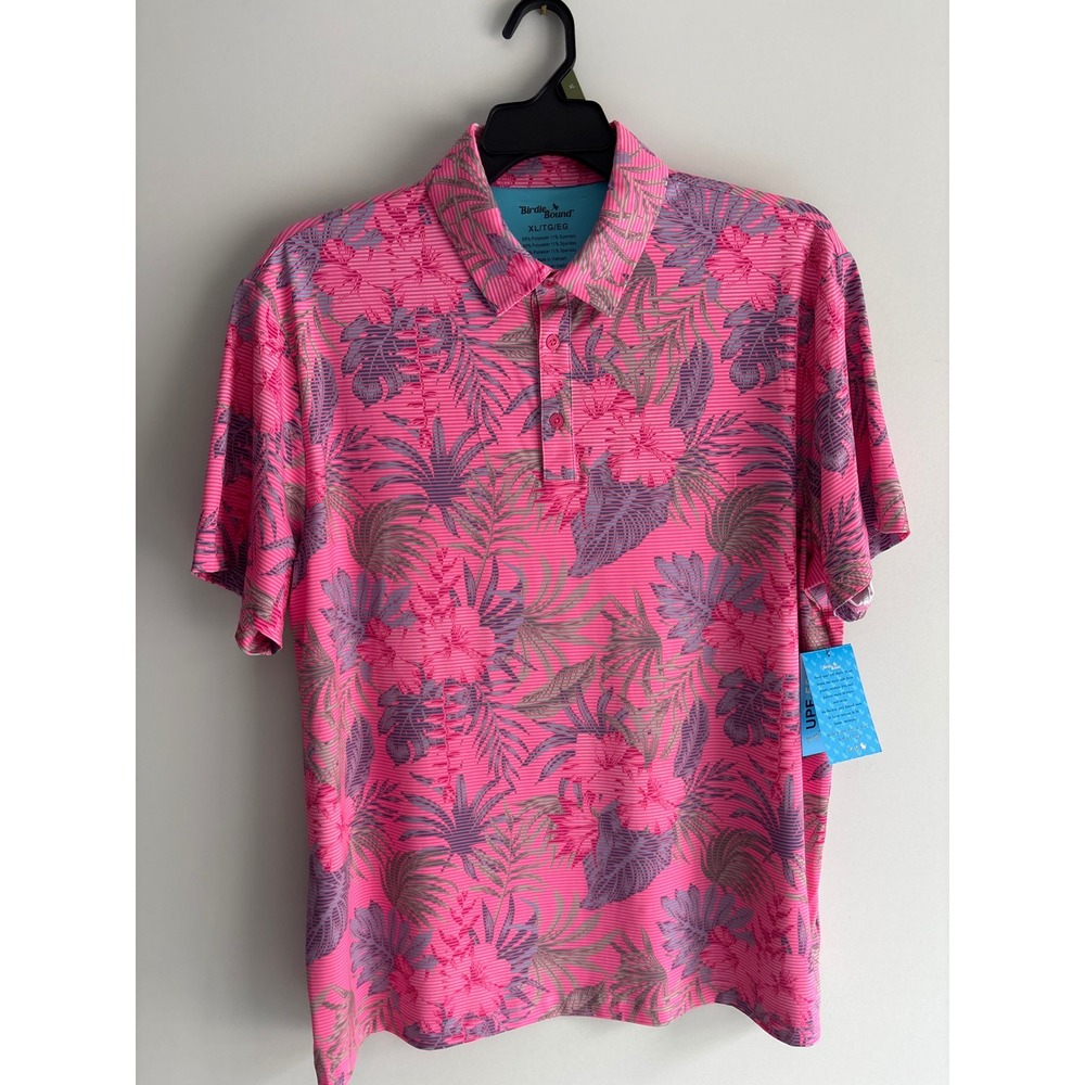 Birdie Bound Golf Polo Mens XL Tropical Floral UV Protection Performance Shirt